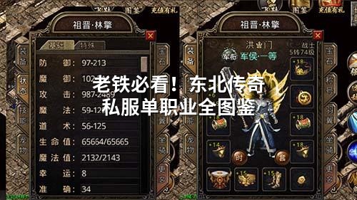 老铁必看！东北传奇私服单职业全图鉴