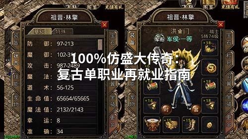 完完全全仿盛大传奇：复古单职业再就业指南