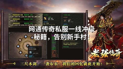 网通传奇私服一线冲级秘籍，告别新手村！