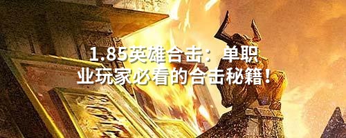 1.85英雄合击：单职业玩家必看的合击秘籍！