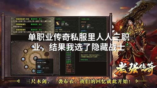 单职业传奇私服里人人三职业,结果我选了隐藏战士